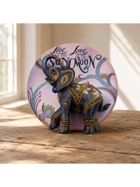 Hamilton Collection Live Sun Love Moon Resin Elephant Figurine Blake Jensen